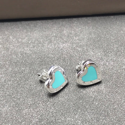 [Dawnora Jewelry]HEART STUD SILVER EARRINGS
