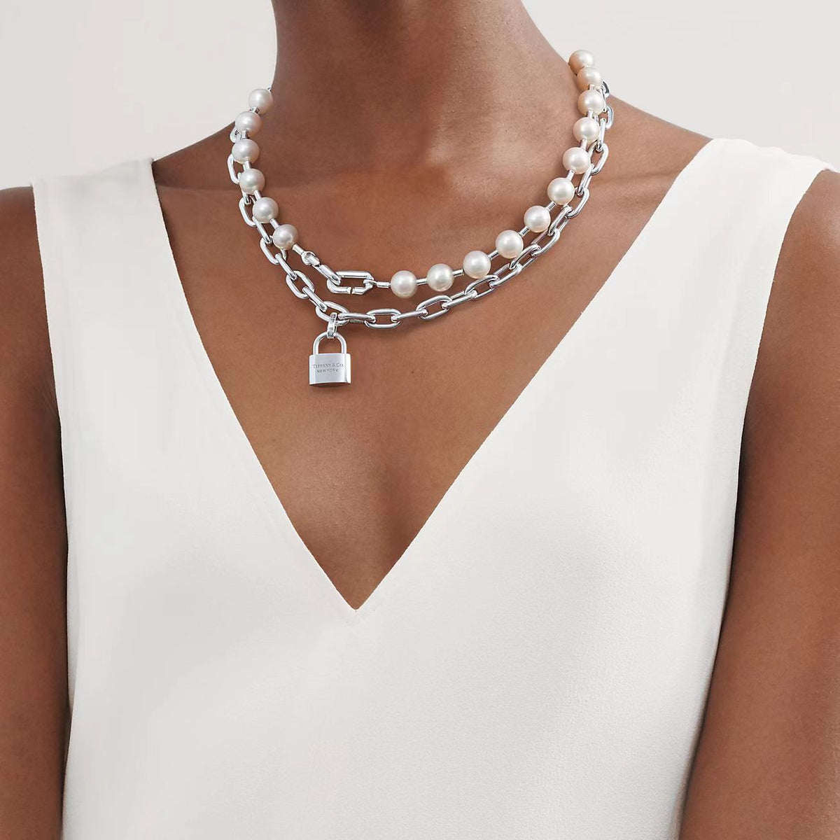 [Dawnora Jewelry]HARDWEAR PEARL WRAP NECKLACE
