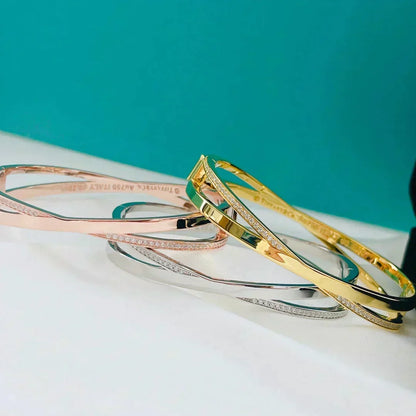 [Dawnora Jewelry]NARROW HINGED BANGLEIN WITH DIAMONDS SMALL