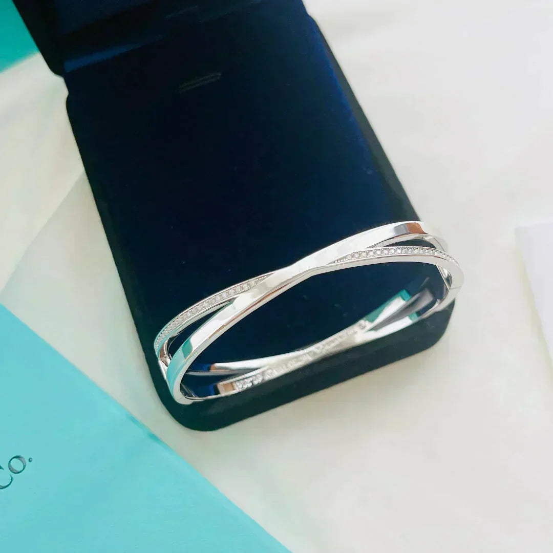 [Dawnora Jewelry]NARROW HINGED BANGLEIN WITH DIAMONDS SMALL