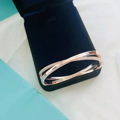 [Dawnora Jewelry]NARROW HINGED BANGLEIN WITH DIAMONDS SMALL