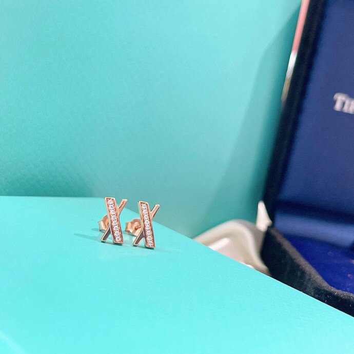[Dawnora Jewelry]X EARRINGS ROSE GOLD DIAMONDS