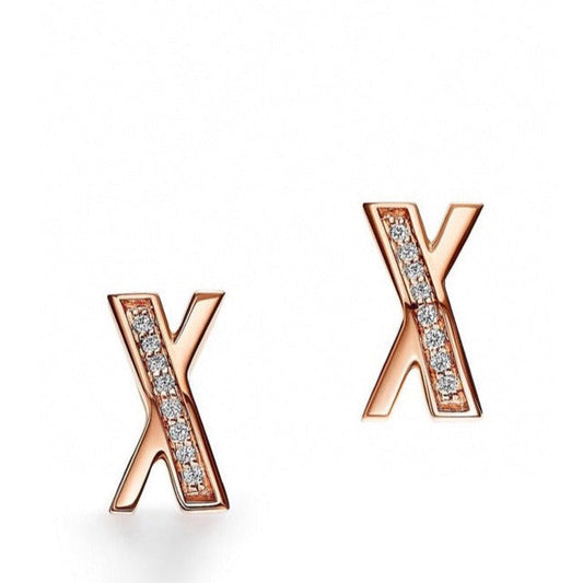 [Dawnora Jewelry]X EARRINGS ROSE GOLD DIAMONDS