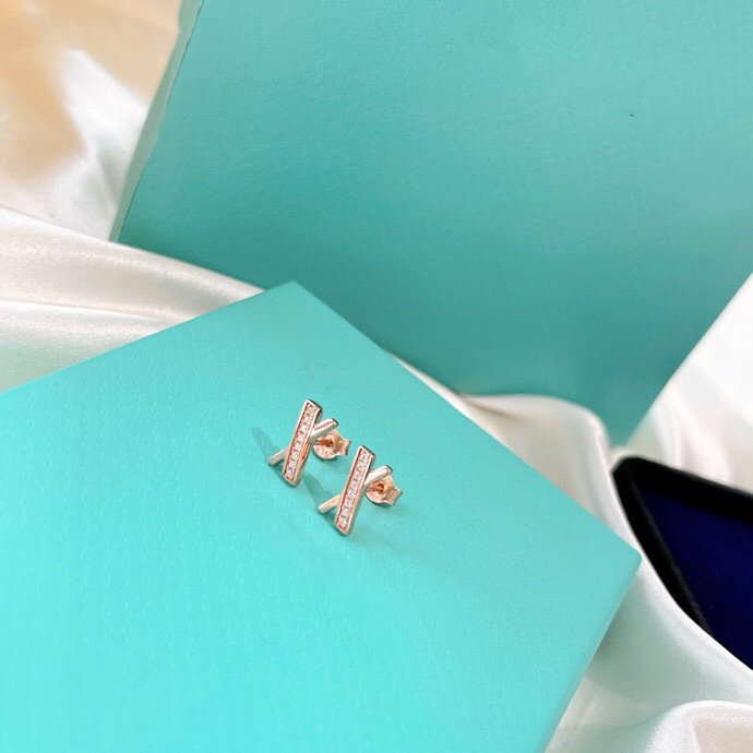 [Dawnora Jewelry]X EARRINGS ROSE GOLD DIAMONDS