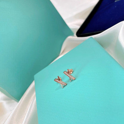 [Dawnora Jewelry]X EARRINGS ROSE GOLD DIAMONDS