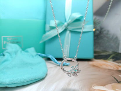 [Dawnora Jewelry]DIAMOND VINE CIRCLE PENDANT PLATINUM NECKLACE