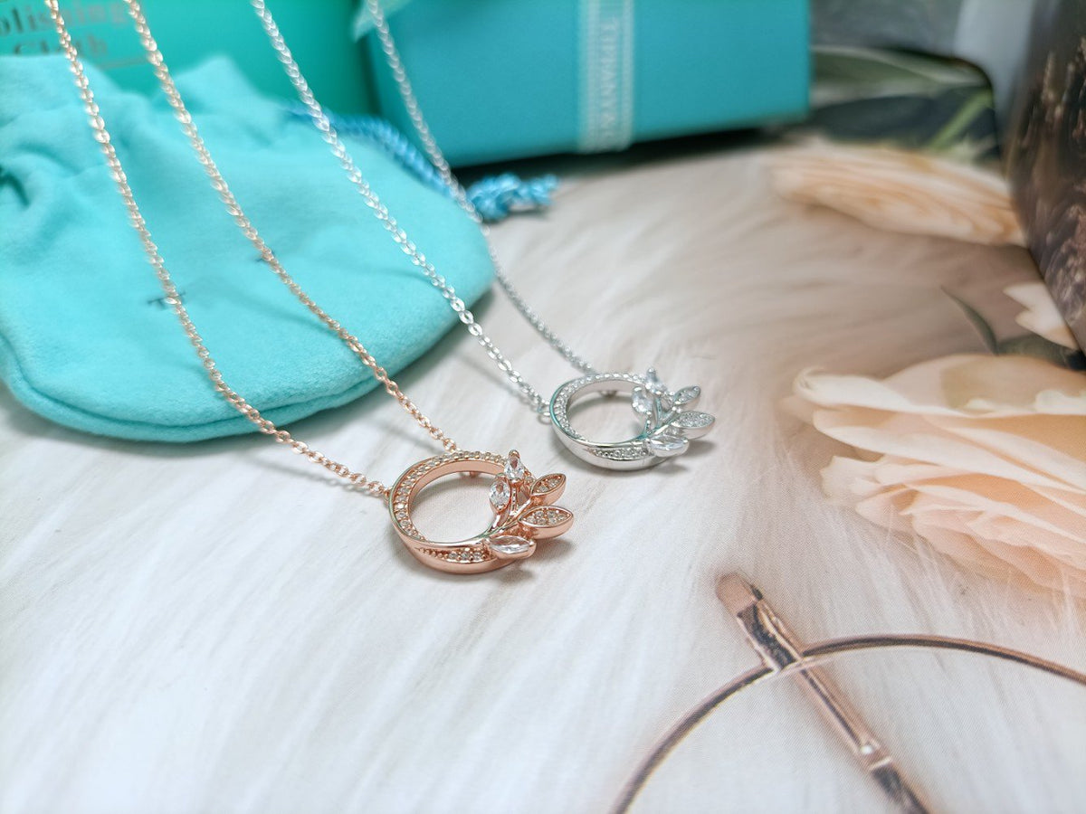 [Dawnora Jewelry]DIAMOND VINE CIRCLE PENDANT PLATINUM NECKLACE