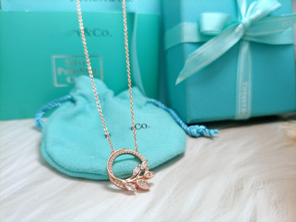 [Dawnora Jewelry]DIAMOND VINE CIRCLE PENDANT PLATINUM NECKLACE