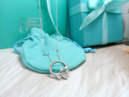 [Dawnora Jewelry]DIAMOND VINE CIRCLE PENDANT PLATINUM NECKLACE