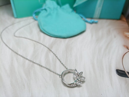 [Dawnora Jewelry]DIAMOND VINE CIRCLE PENDANT PLATINUM NECKLACE