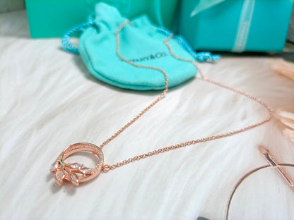 [Dawnora Jewelry]DIAMOND VINE CIRCLE PENDANT PLATINUM NECKLACE