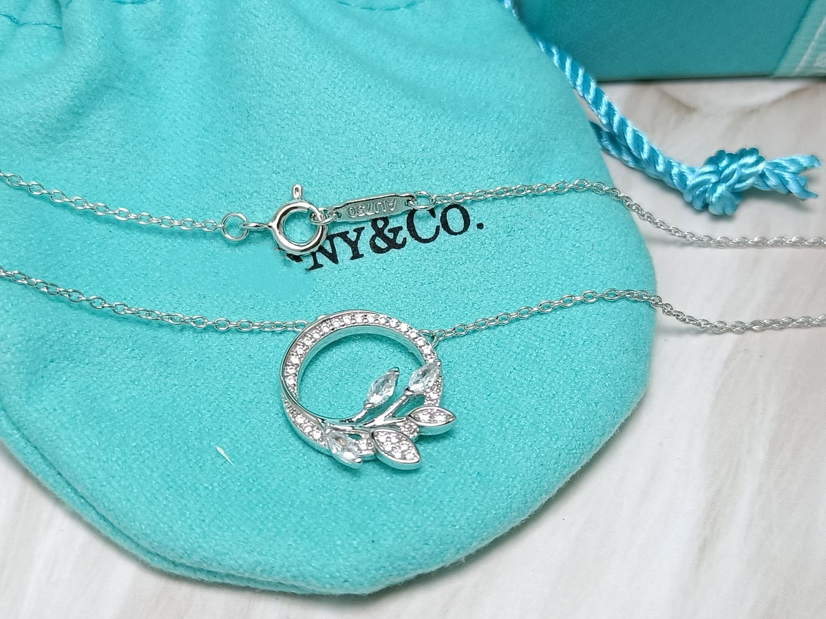 [Dawnora Jewelry]DIAMOND VINE CIRCLE PENDANT PLATINUM NECKLACE