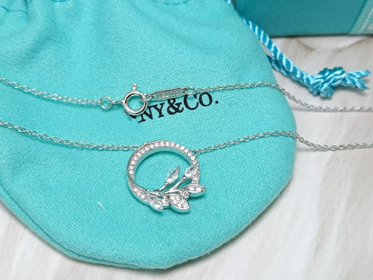 [Dawnora Jewelry]DIAMOND VINE CIRCLE PENDANT PLATINUM NECKLACE