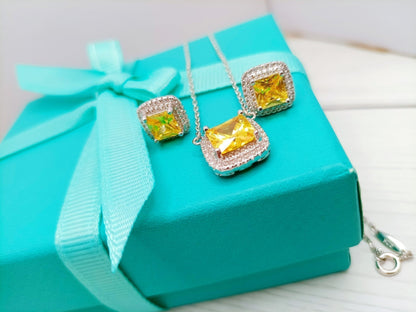 [Dawnora Jewelry]SPARKLERS CITRINE GEMSTONE PENDANT NECKLACE STERLING SILVER