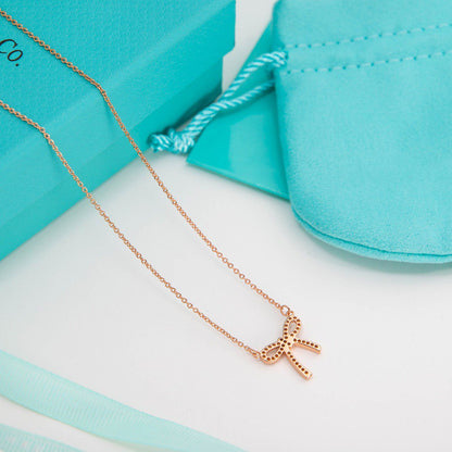 [Dawnora Jewelry]RIBBON NECKLACE BOW PENDANT DIAMOND CHARM CHAIN