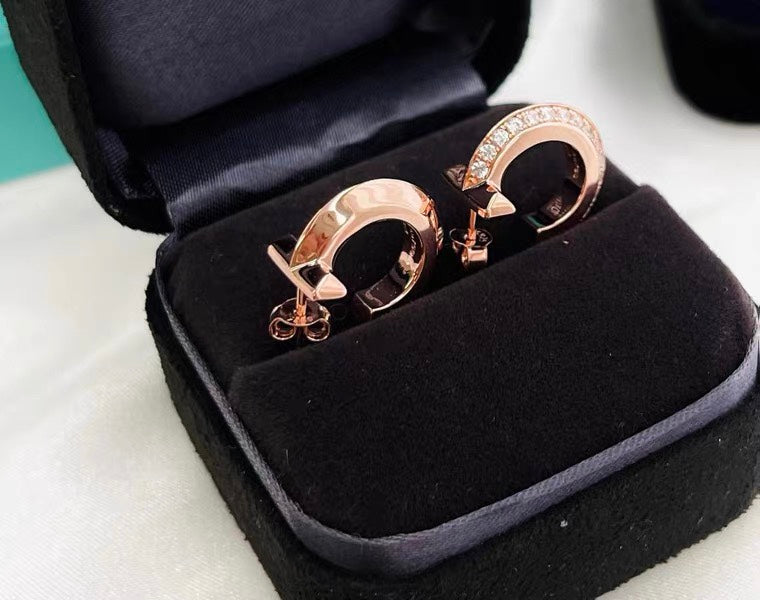 [Dawnora Jewelry]HOOP EARRINGS IN ROSE GOLD WITH DIAMONDS