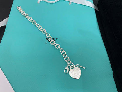 [Dawnora Jewelry]KEY HEART CARD CHUNKY INTERLOCKING BRACELET LENGTH