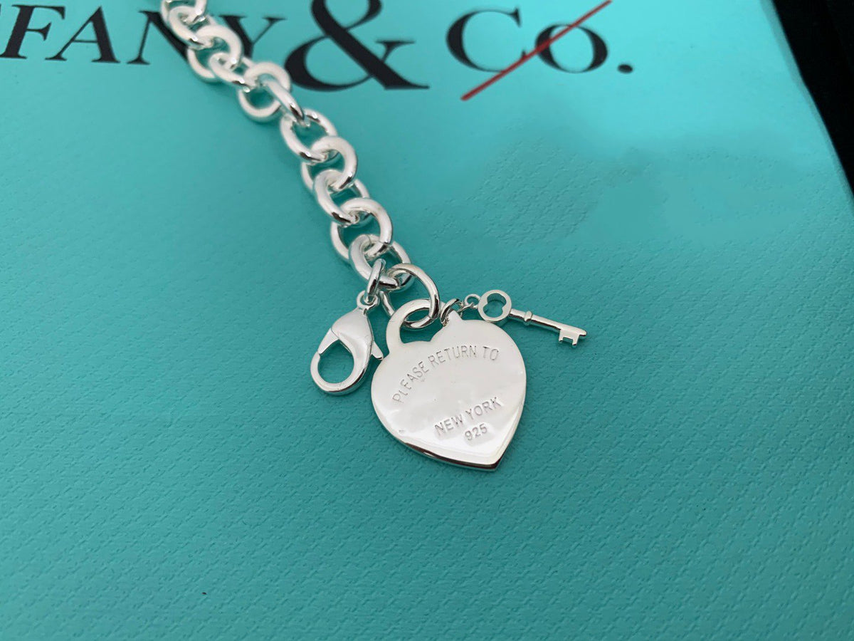 [Dawnora Jewelry]KEY HEART CARD CHUNKY INTERLOCKING BRACELET LENGTH
