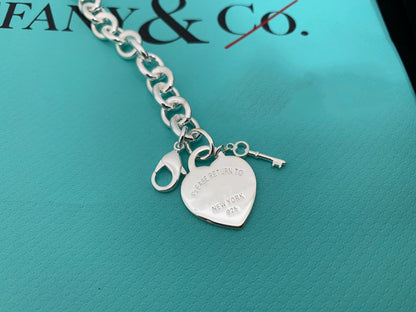[Dawnora Jewelry]KEY HEART CARD CHUNKY INTERLOCKING BRACELET LENGTH