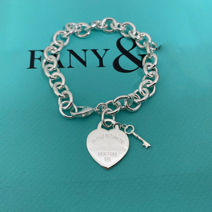 [Dawnora Jewelry]KEY HEART CARD CHUNKY INTERLOCKING BRACELET LENGTH