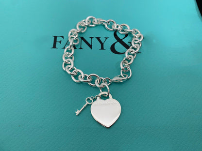 [Dawnora Jewelry]KEY HEART CARD CHUNKY INTERLOCKING BRACELET LENGTH