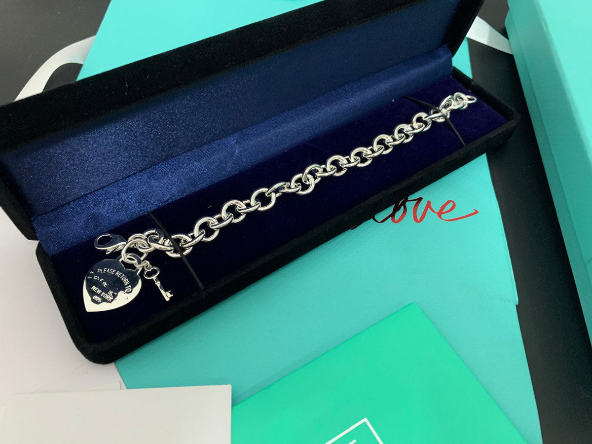 [Dawnora Jewelry]KEY HEART CARD CHUNKY INTERLOCKING BRACELET LENGTH