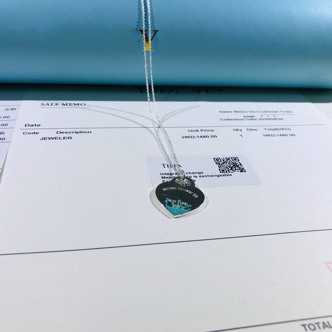 [Dawnora Jewelry]COLOUR HEART SPLASH TAG NECKLACE