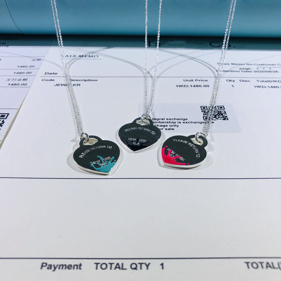 [Dawnora Jewelry]COLOUR HEART SPLASH TAG NECKLACE