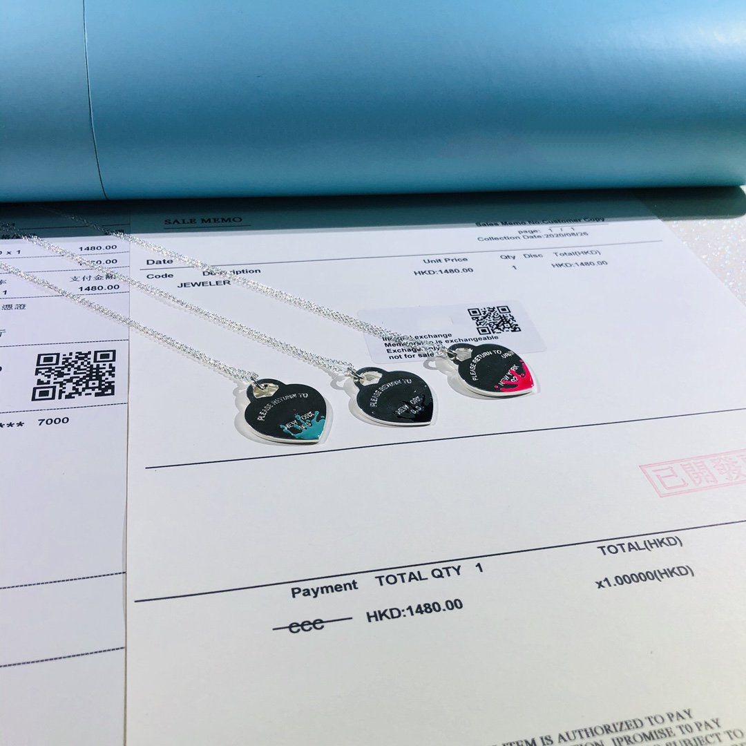 [Dawnora Jewelry]COLOUR HEART SPLASH TAG NECKLACE