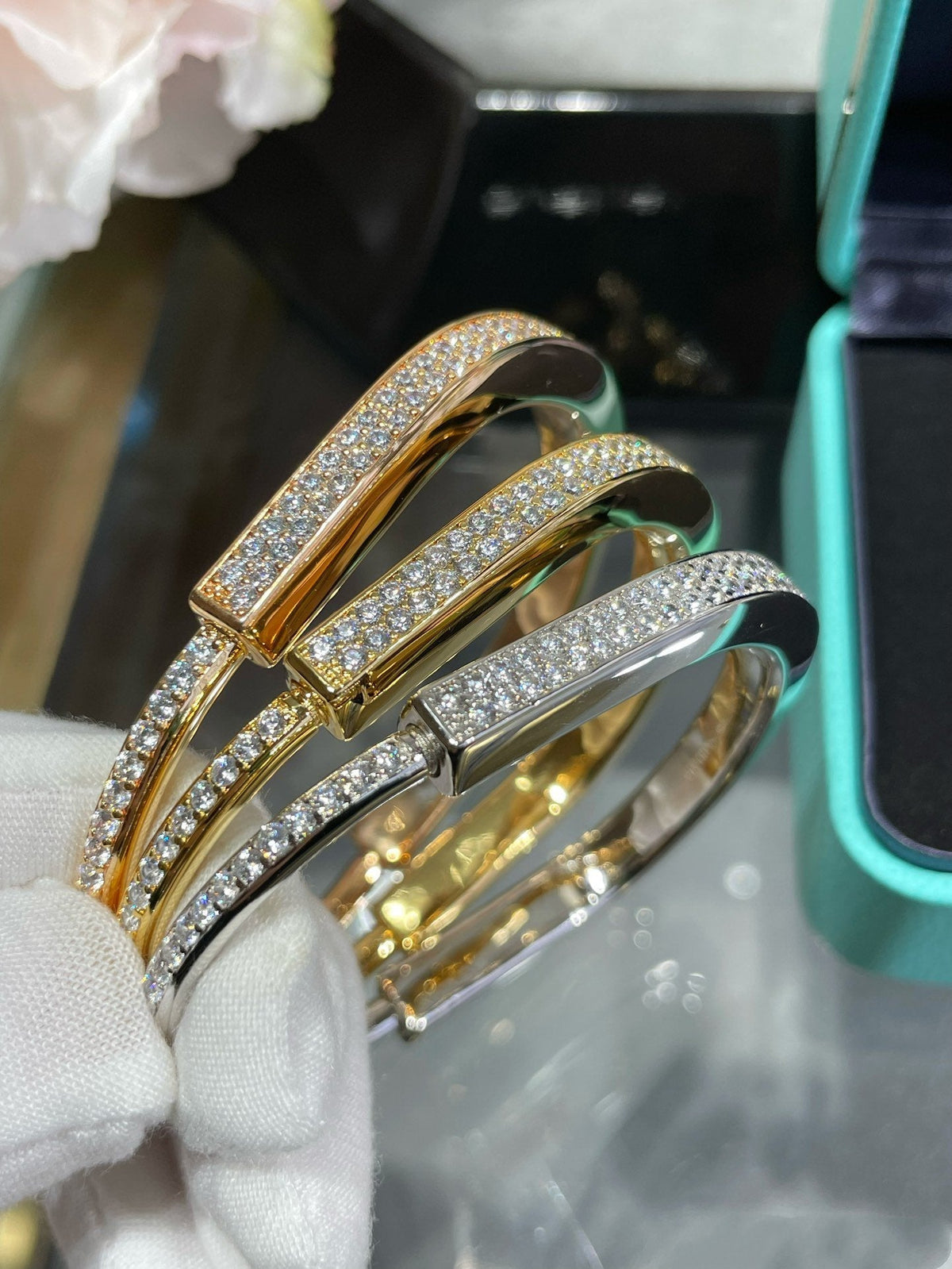 [Dawnora Jewelry]LOCK BRACELET DIAMOND PAVED