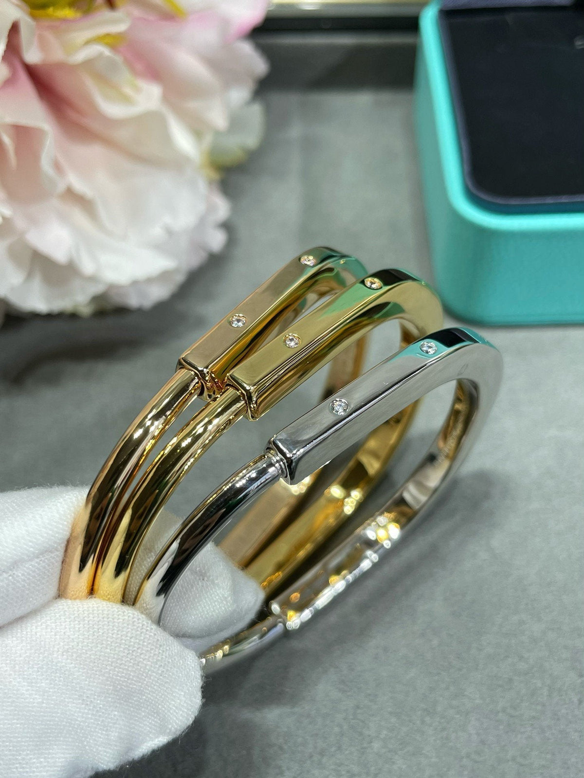 [Dawnora Jewelry]LOCK BRACELET 8 DIAMOND