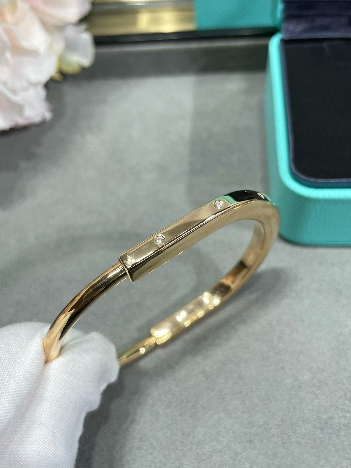 [Dawnora Jewelry]LOCK BRACELET 8 DIAMOND