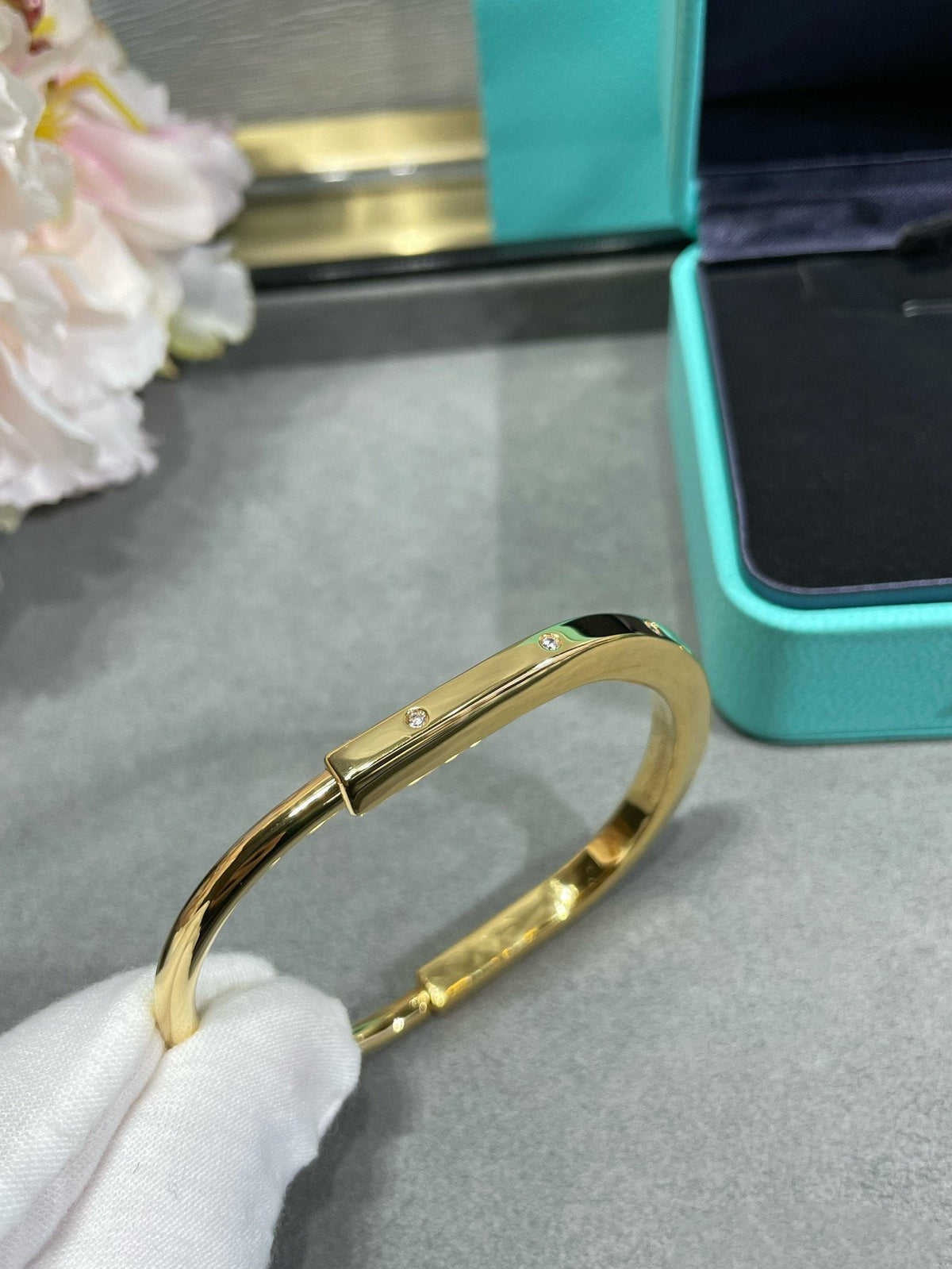 [Dawnora Jewelry]LOCK BRACELET 8 DIAMOND