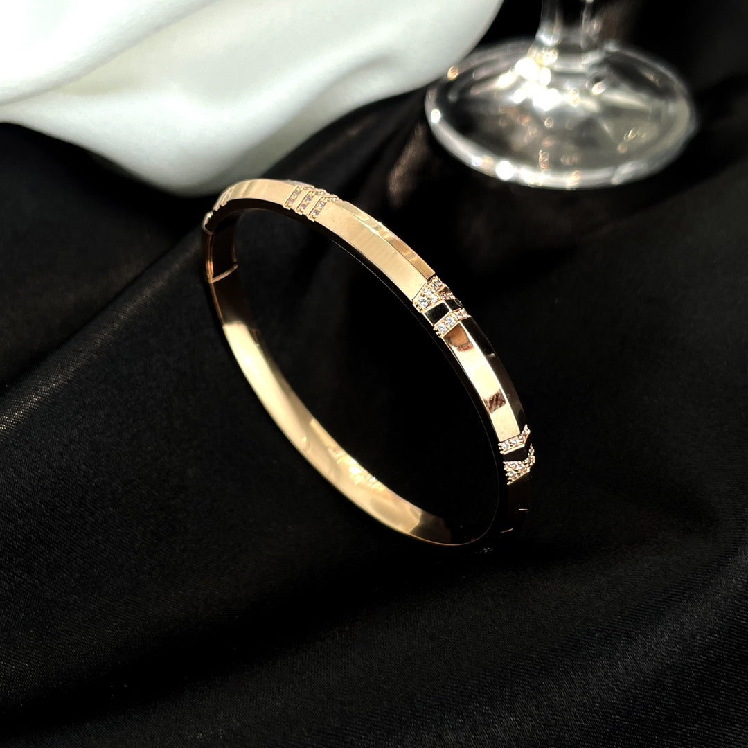 [Dawnora Jewelry]ATLAS BRACELET 6MM DIAMOND PINK GOLD