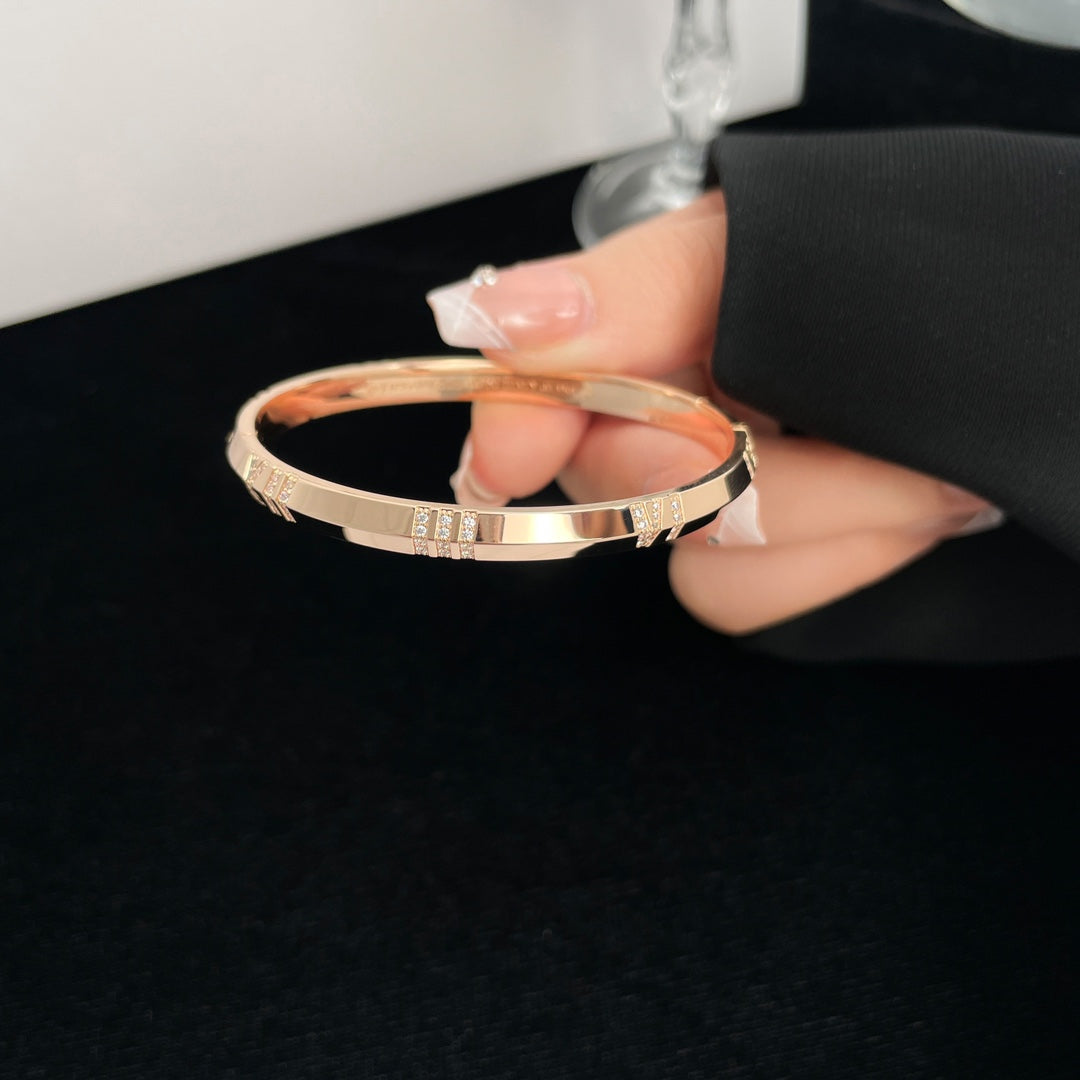 [Dawnora Jewelry]ATLAS BRACELET 6MM DIAMOND PINK GOLD