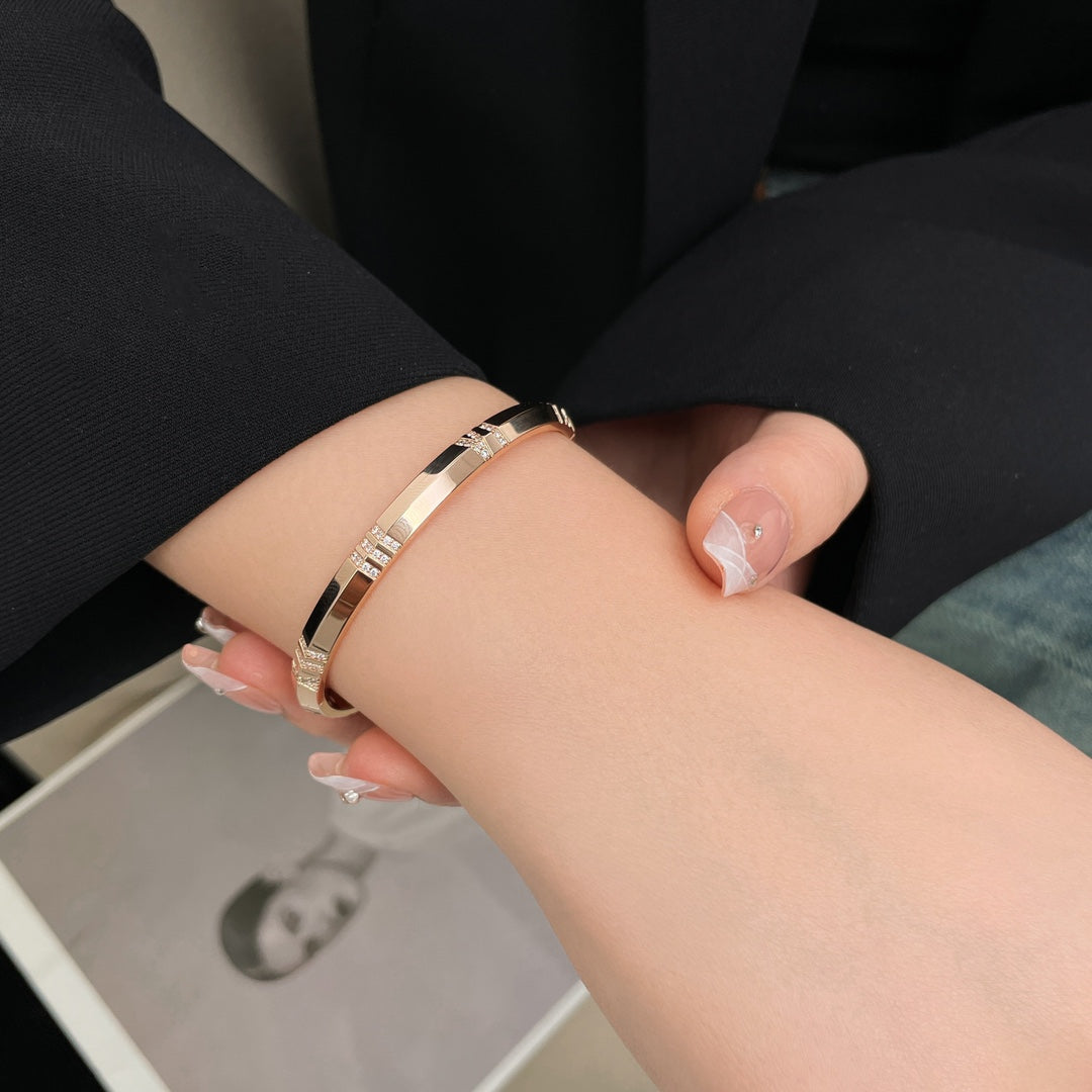 [Dawnora Jewelry]ATLAS BRACELET 6MM DIAMOND PINK GOLD