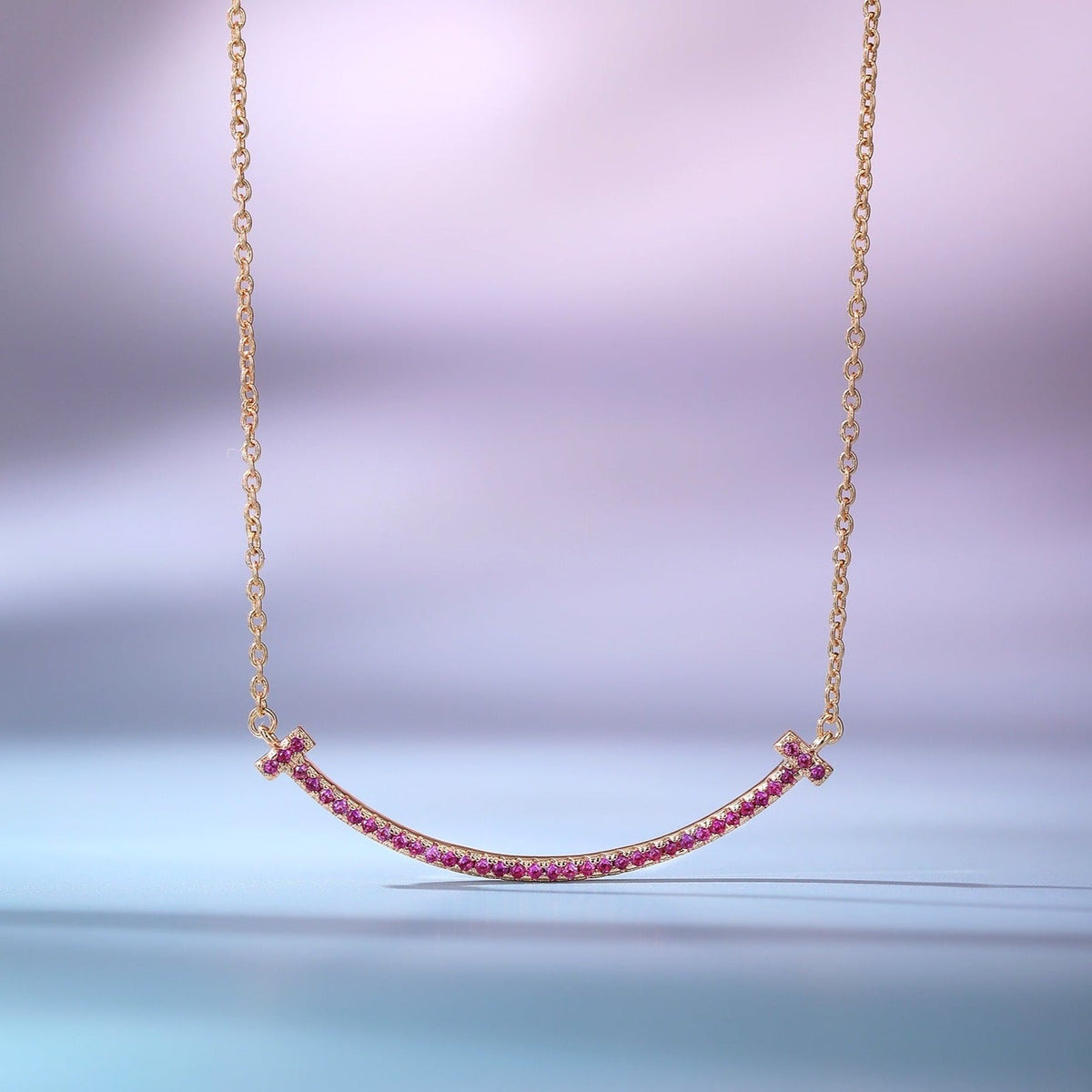 [Dawnora Jewelry]BIG SMILE PEDANT PINK DIAMOND NECKLACE