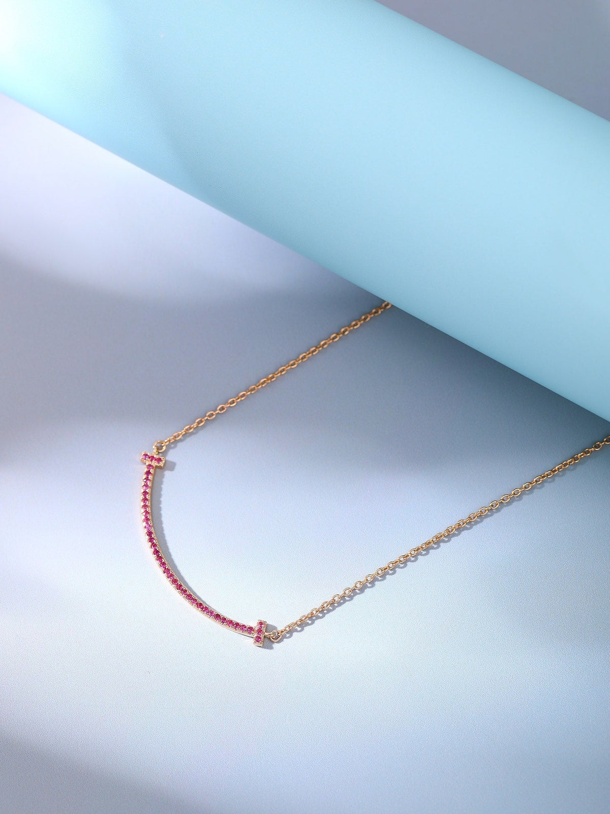 [Dawnora Jewelry]BIG SMILE PEDANT PINK DIAMOND NECKLACE