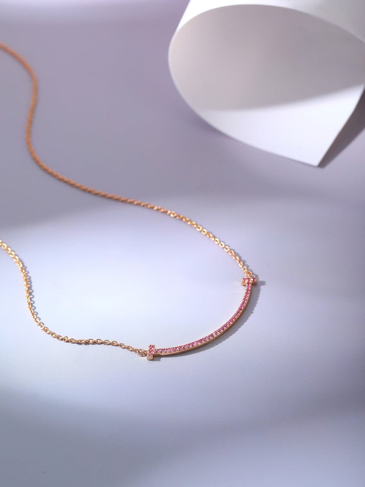 [Dawnora Jewelry]BIG SMILE PEDANT PINK DIAMOND NECKLACE