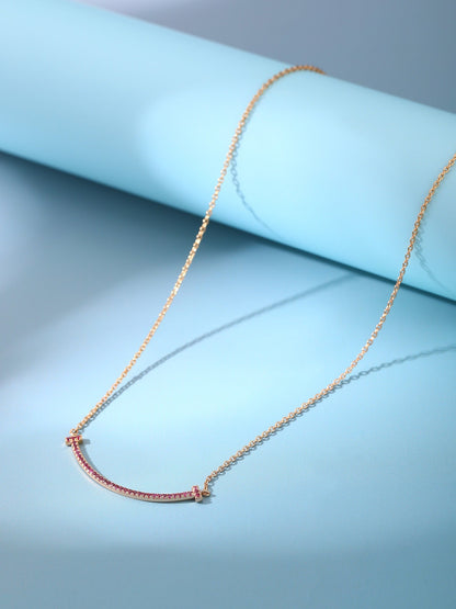 [Dawnora Jewelry]BIG SMILE PEDANT PINK DIAMOND NECKLACE