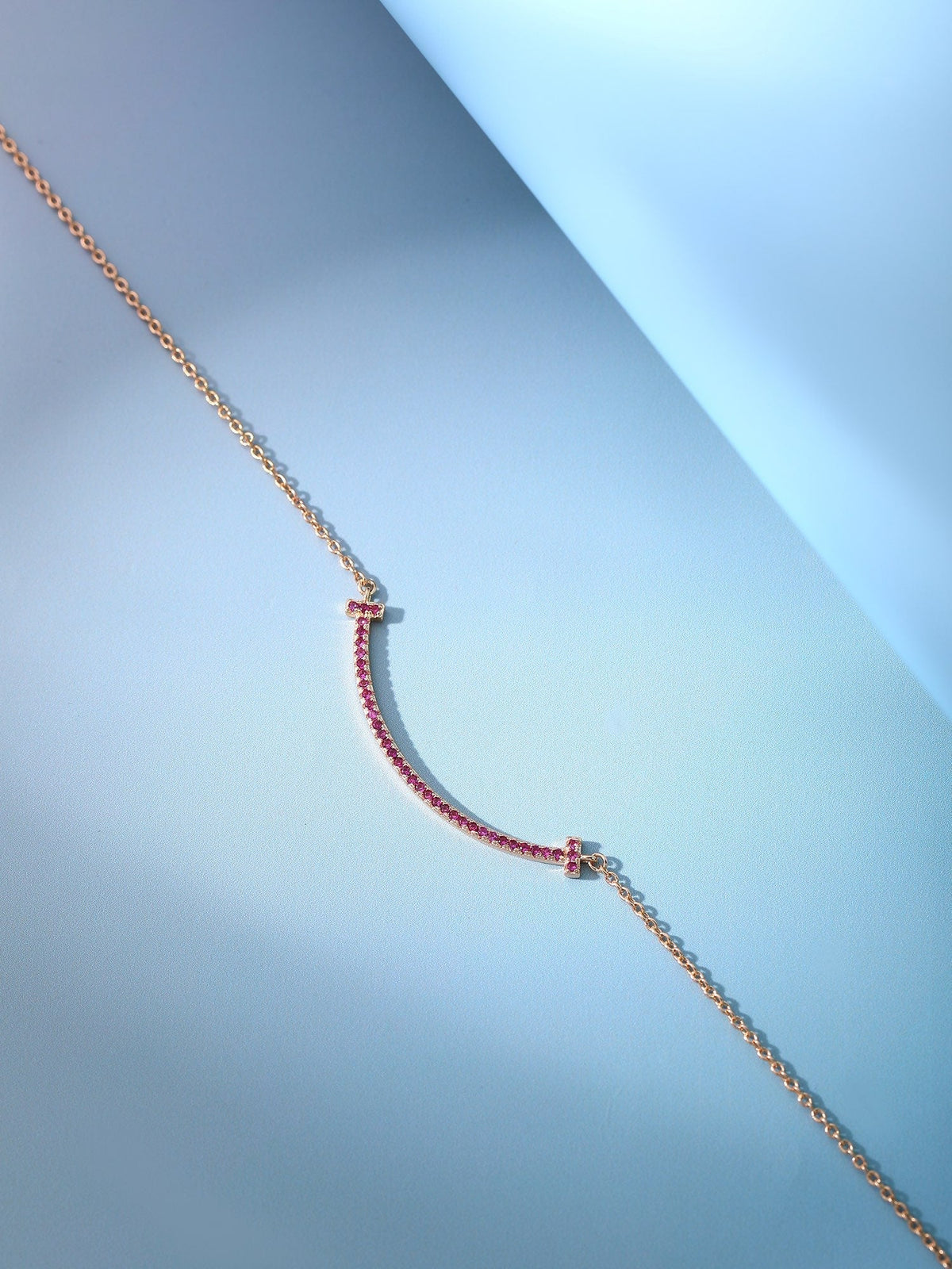 [Dawnora Jewelry]BIG SMILE PEDANT PINK DIAMOND NECKLACE
