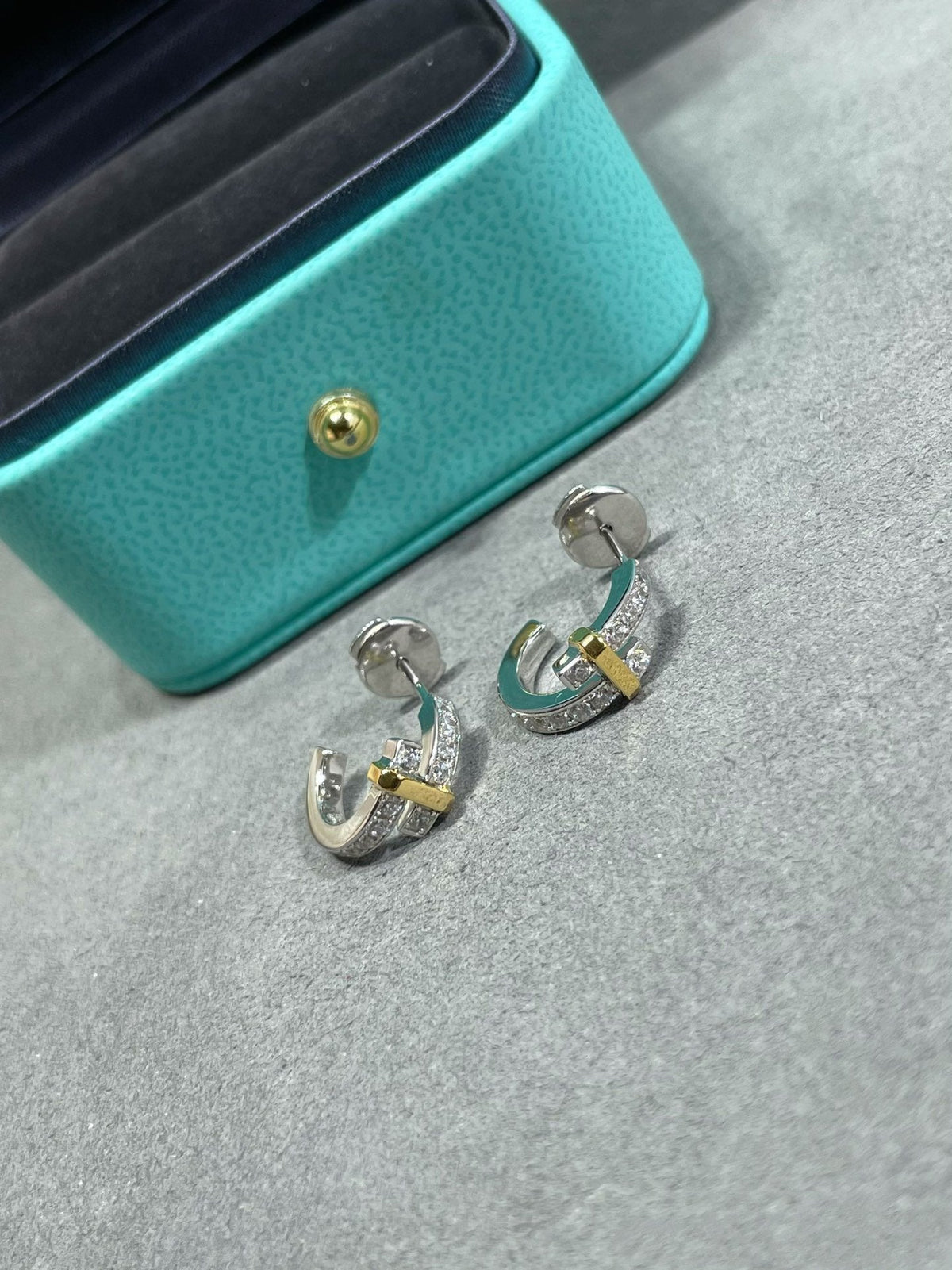 [Dawnora Jewelry]EDGE DIAMOND PINK GOLD EARRINGS