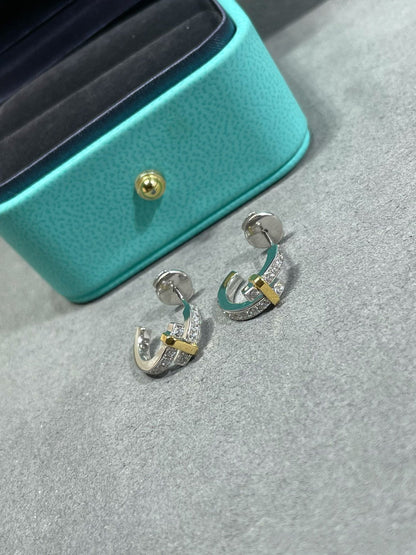 [Dawnora Jewelry]EDGE DIAMOND PINK GOLD EARRINGS