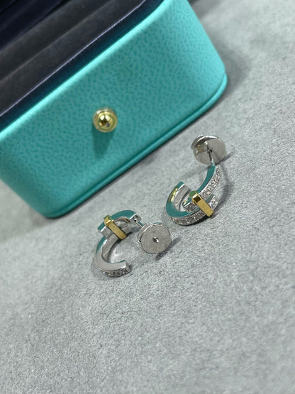 [Dawnora Jewelry]EDGE DIAMOND PINK GOLD EARRINGS