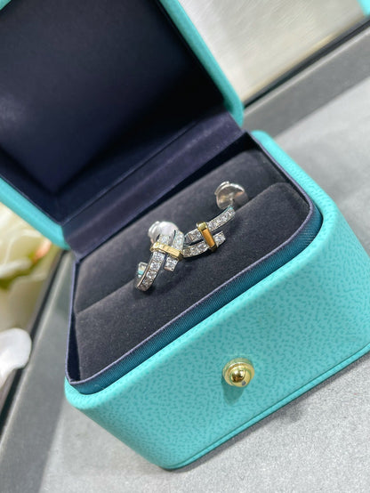 [Dawnora Jewelry]EDGE DIAMOND PINK GOLD EARRINGS