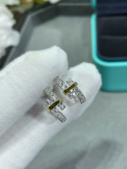 [Dawnora Jewelry]EDGE DIAMOND PINK GOLD EARRINGS