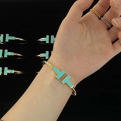 [Dawnora Jewelry]T WIDE TURQUOISE OPEN BRACELET