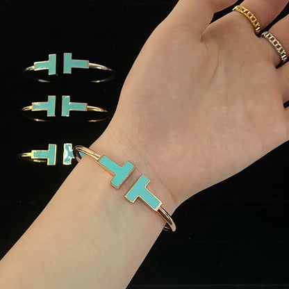 [Dawnora Jewelry]T WIDE TURQUOISE OPEN BRACELET