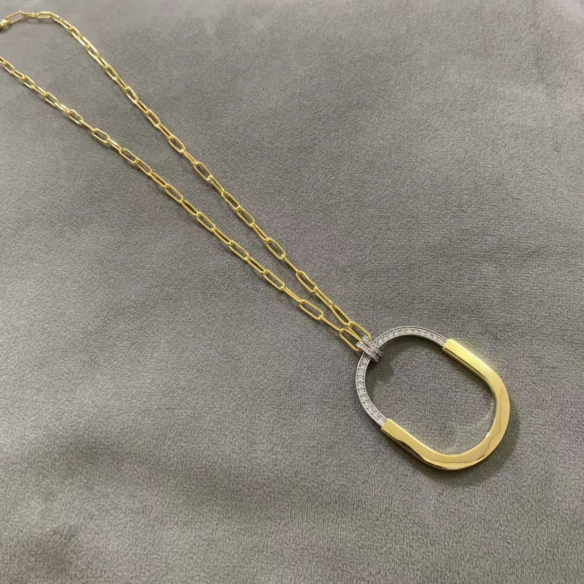 [Dawnora Jewelry]LOCK DIAMOND NECKLACE