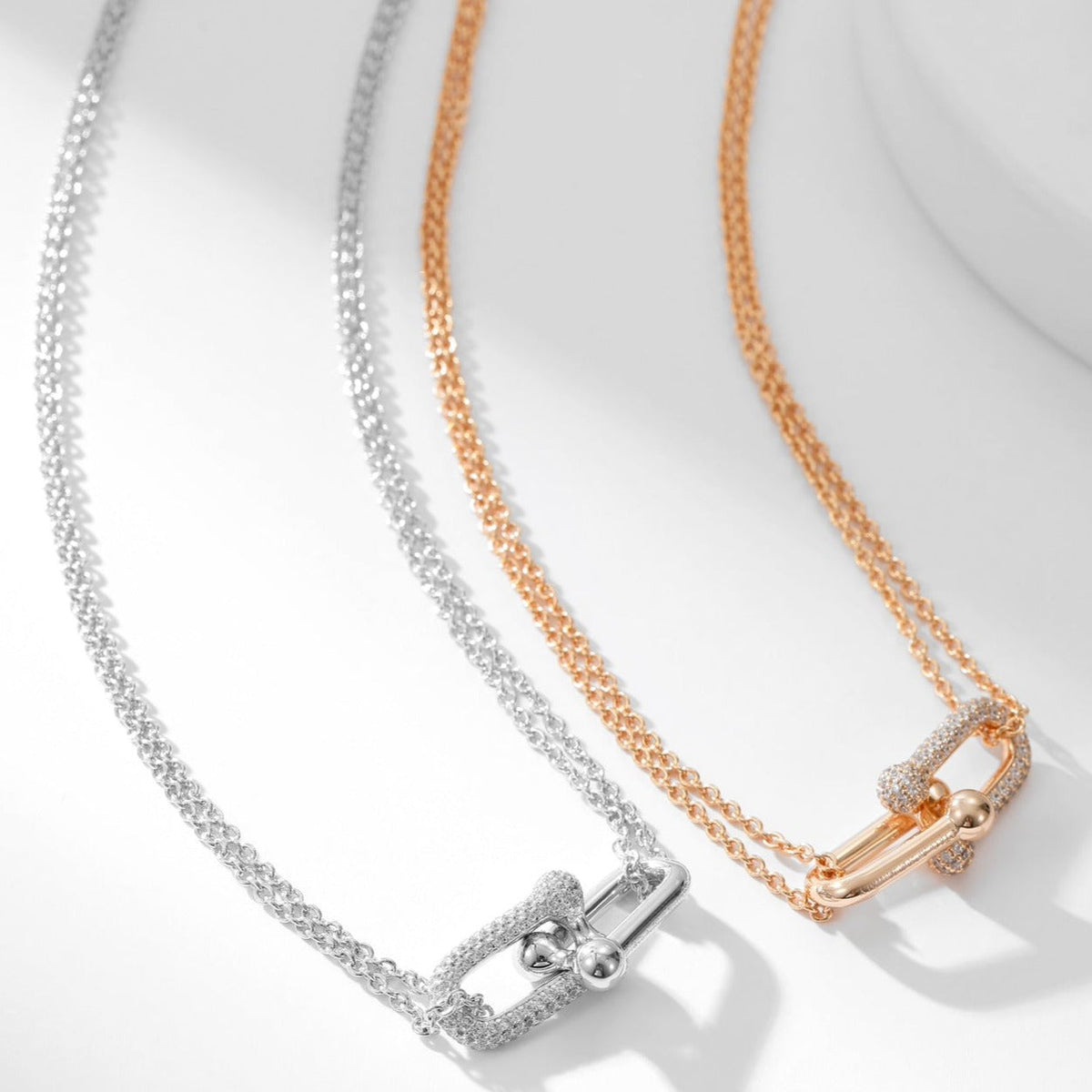 [Dawnora Jewelry]HARDWEAR DIAMOND PEDANT DOUBLE CHAIN NECKLACE
